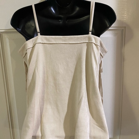 Vocal Triple Tier Fringe Adjustable Strap Faux Suede Camisole Studded Neckline - Picture 4 of 12